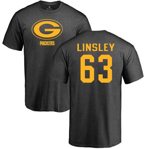 Men Green Bay Packers Ash #63 Linsley Corey One Color Nike NFL T Shirt->nfl t-shirts->Sports Accessory